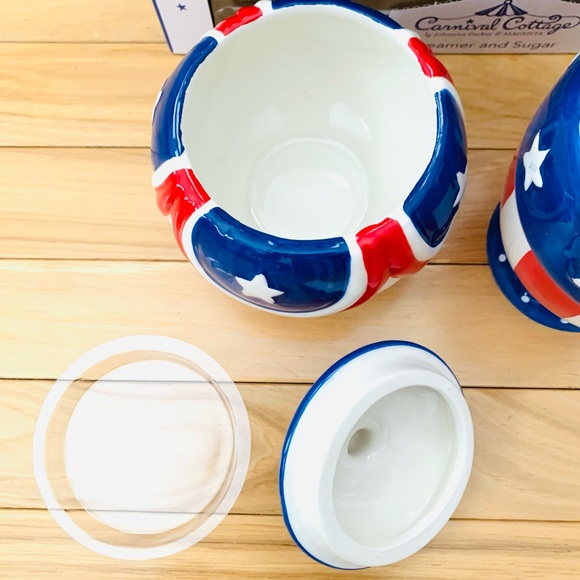 Carnival Cottage by Johanna Parker patriotic cream and sugar set - Picture 7 of 13